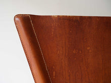 画像をギャラリービューアに読み込む, Erik Magnussen Z down Engelbrechts製 Folding Chair エリックマグヌッセン フォールディングチェア 北欧ヴィンテージ 折畳式椅子のグレインレザー