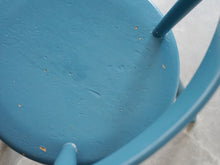 画像をギャラリービューアに読み込む, ボーエ・モーエンセン 青い椅子 北欧ビンテージ ダイニングチェア Børge Mogensen Blue chair モーエンセンの椅子の座面 塗装の剥がれあり