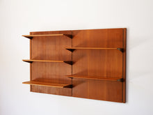 画像をギャラリービューアに読み込む, フィンユール ボヴィルケ製のウォールユニット 北欧ヴィンテージ 壁付け棚 Finn Juhl BO71 Bovirke wall shelving system 高さ100×幅153cm 棚板のみをセットした様子