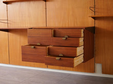 画像をギャラリービューアに読み込む, フィンユール ボヴィルケ製のウォールユニット 北欧ヴィンテージ 壁付け棚 Finn Juhl BO71 Bovirke wall shelving system チークのチェスト 6つの引き出し