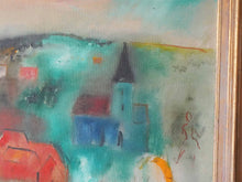 画像をギャラリービューアに読み込む, Kai E Christensen Landscape 北欧デンマーク風景画 インテリアアート 油彩 油絵 教会のある景色