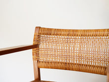 画像をギャラリービューアに読み込む, ボーエモーエンセン ダイニングチェア アームあり オークと籐 Børge Mogensen Model BM62 Chair モーエンセンのアームチェアの背もたれの籐