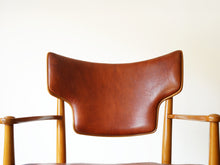 画像をギャラリービューアに読み込む, Peter Hvidt Orla Mølgaard-Nielsen Portex Armchair Fritz Hansen vintage niger leather ピーター・ビッツとオルラ・モルガート・ニールセンのアームチェア ナイジャーレザー張り 北欧ヴィンテージ デザイナーズチェア 椅子の背もたれ