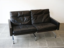 画像をギャラリービューアに読み込む, ポール・ケアホルムのソファPK31 ツーシーター Poul Kjærholm PK31 Sofa E Kold Christensen EKC製ヴィンテージ 北欧インテリア デザイナーズソファ 黒革のソファ