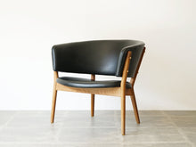 画像をギャラリービューアに読み込む, Nanna Ditzel Jørgen Ditzel Model 83 easy chair ナナ・ディッツェル&ヨルゲン・ディッツェル モデル83 黒革のイージーチェア 椅子の斜め