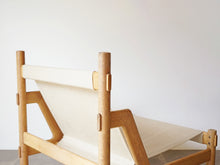 画像をギャラリービューアに読み込む, Danish design Easy chair with canvas デンマークデザイン キャンバス生地張り 北欧ヴィンテージ イージチェアの背面