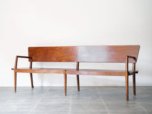 画像をギャラリービューアに読み込む, フリッツハンセン1940〜1950年代ビンテージのベンチ Fritz Hansen wood vintage Bench 木製の長椅子 ベンチの右からのアングル