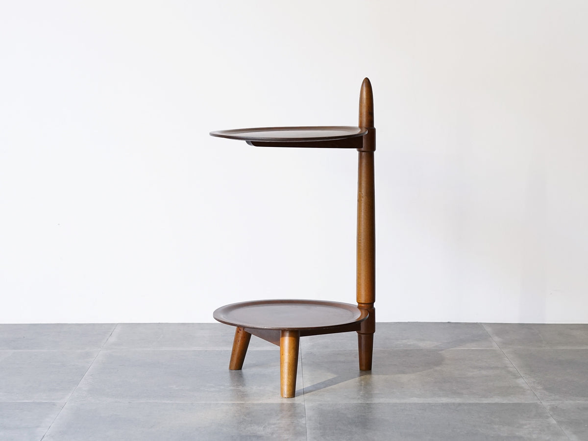 【格安】 1960s デンマーク製　ヴィンテージ　シェルフ デンマークデザインの2段シェルフ マホガニーの丸い棚板 小さめ