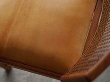 画像をギャラリービューアに読み込む, リーグモル・アンデルセン 北欧インテリア Rigmor Andersen chair 籐の背もたれと革張りの座面の椅子 ビンテージチェア 椅子の座面 日焼け
