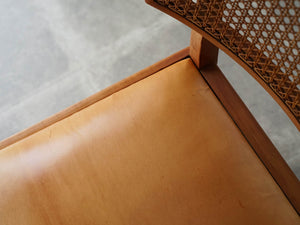 リーグモル・アンデルセン 北欧インテリア Rigmor Andersen chair 籐の背もたれと革張りの座面の椅子 ビンテージチェア 椅子の座面