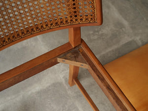 リーグモル・アンデルセン 北欧インテリア Rigmor Andersen chair 籐の背もたれと革張りの座面の椅子 ビンテージチェア 椅子の座枠