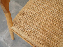 画像をギャラリービューアに読み込む, ニールスOモラーのダイニングチェア モデル75 ペーパーコードの椅子 JLモラーのチェア Niels O.Møller chair75 椅子の座面のペーパーコードにシミあり
