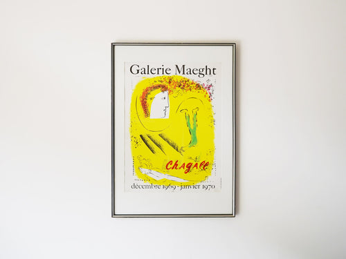 Marc Chagall The Yellow Background Lithographic poster Mourlot マルクシャガール 黄色の背景 ムルロ工房 マーグ画廊 ヴィンテージポスター シャガール リトグラフ