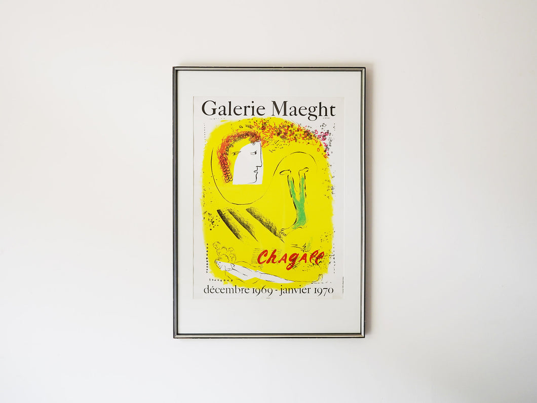 Marc Chagall The Yellow Background Lithographic poster Mourlot マルクシャガール 黄色の背景 ムルロ工房 マーグ画廊 ヴィンテージポスター シャガール リトグラフ