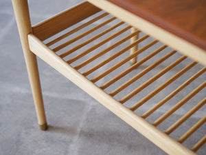 フィン・ユールの両翼延長式のコーヒーテーブル Finn Juhl coffee table with flip-down leaves Anton Kildeberg 北欧デザインのセンターテーブルの中棚