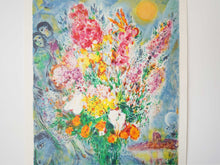 画像をギャラリービューアに読み込む, Marc Chagall Exhibition Poster ADL Fine Arts New York マルクシャガール 天に捧げる花束 ブーケ ドゥ フルール インテリアアート リトグラフポスターのモチーフ
