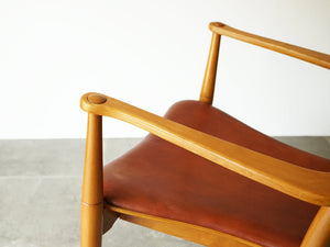 Peter Hvidt Orla Mølgaard-Nielsen Portex Armchair Fritz Hansen vintage niger leather ピーター・ビッツとオルラ・モルガート・ニールセンのアームチェア ナイジャーレザー張り 北欧ヴィンテージ デザイナーズチェア 椅子の肘掛け