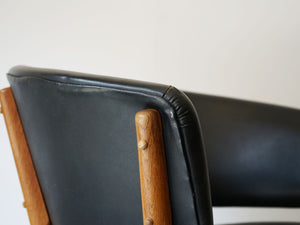 Nanna Ditzel Jørgen Ditzel Model 83 easy chair ナナ・ディッツェル&ヨルゲン・ディッツェル モデル83 黒革のイージーチェア 椅子のレザーに破れ