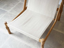 画像をギャラリービューアに読み込む, Danish design Easy chair with canvas デンマークデザイン キャンバス生地張り  北欧ヴィンテージ イージチェアの座面
