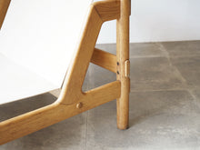 画像をギャラリービューアに読み込む, Danish design Easy chair with canvas デンマークデザイン キャンバス生地張り  北欧ヴィンテージ イージチェア オーク材フレームと脚
