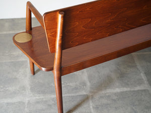 フリッツハンセン1940〜1950年代ビンテージのベンチ Fritz Hansen wood vintage Bench 木製の長椅子 ベンチの後ろ脚