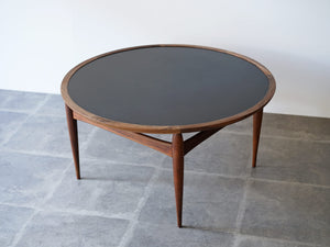 アイヴァンAヨハンソン ブラジリアンローズウッドの丸テーブル コーヒーテーブル Ejvind A.Johansson Reversable Table 北欧デザインのローテーブル 黒い天板
