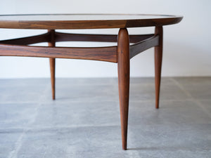 アイヴァンAヨハンソン ブラジリアンローズウッドの丸テーブル コーヒーテーブル Ejvind A.Johansson Reversable Table 北欧デザインのローテーブル 細い脚