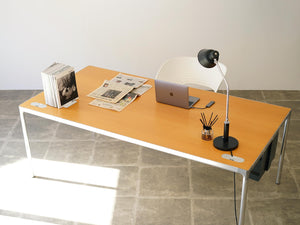Writing desk with chromed steel frame