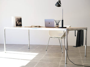 Writing desk with chromed steel frame