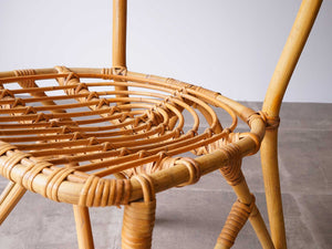 竹と籐のチェアの座面
