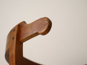 木製の回転椅子 1920〜1930年代製アンティークな椅子の右アームは丸い