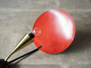 Svend Aage Holm Sørensen Brass wall lamp  red shade